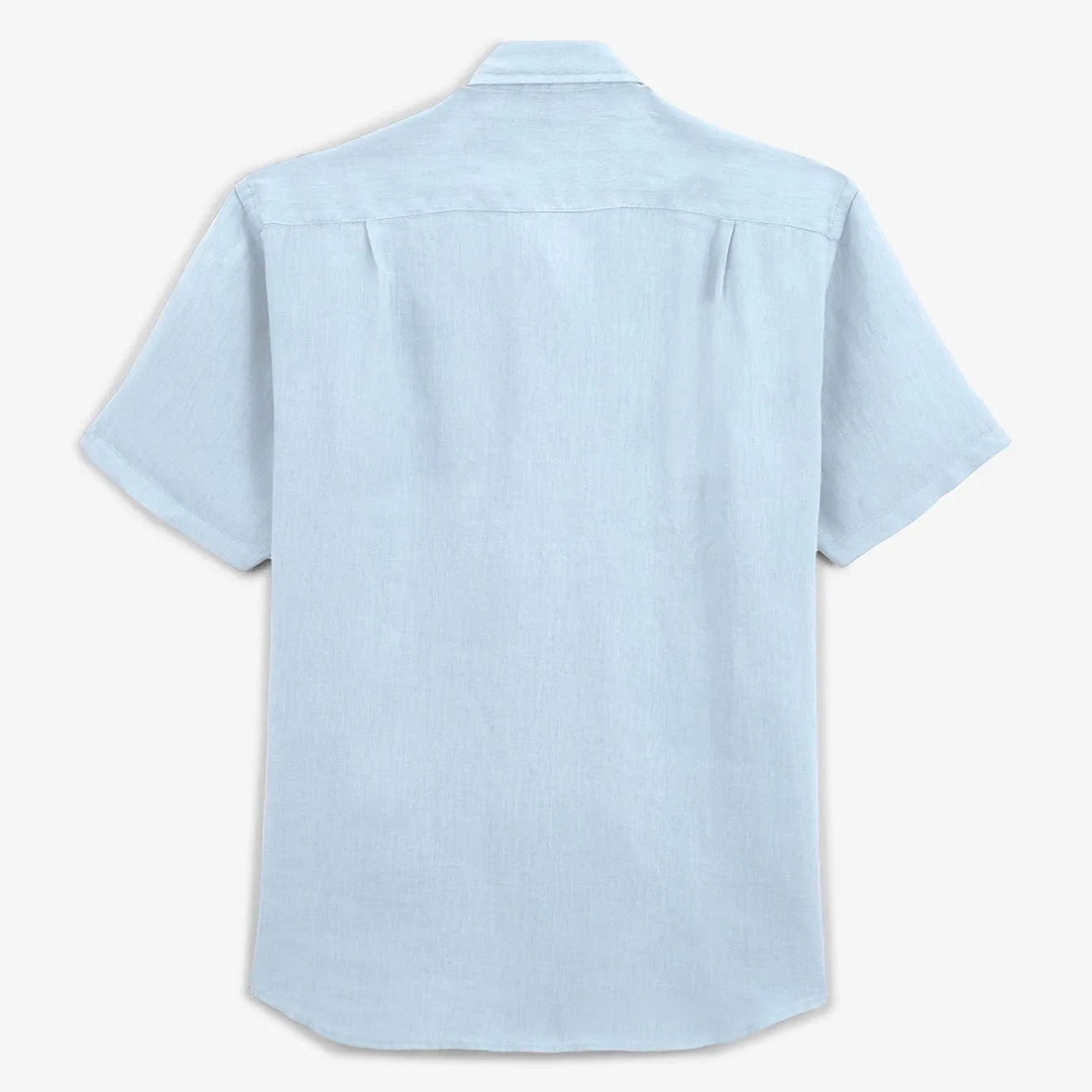 Chemises>SERGE BLANCO Charles short-sleeved shirt in sky blue linen CIEL