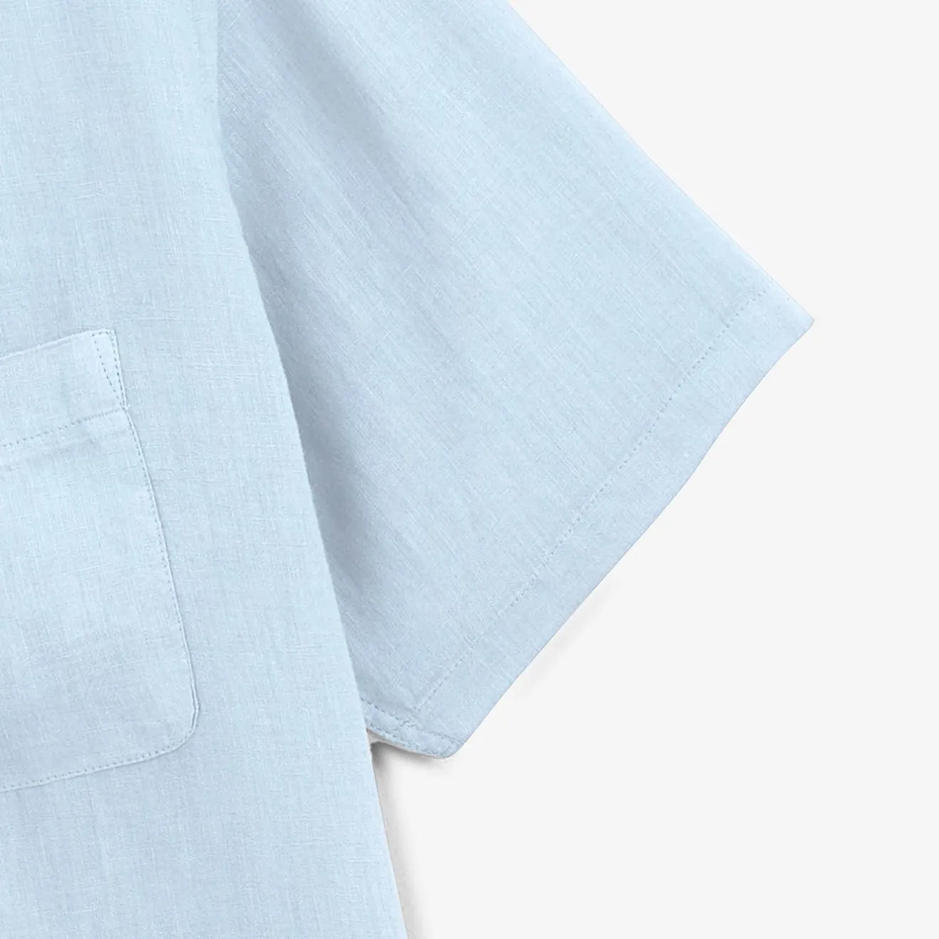 Chemises>SERGE BLANCO Charles short-sleeved shirt in sky blue linen CIEL