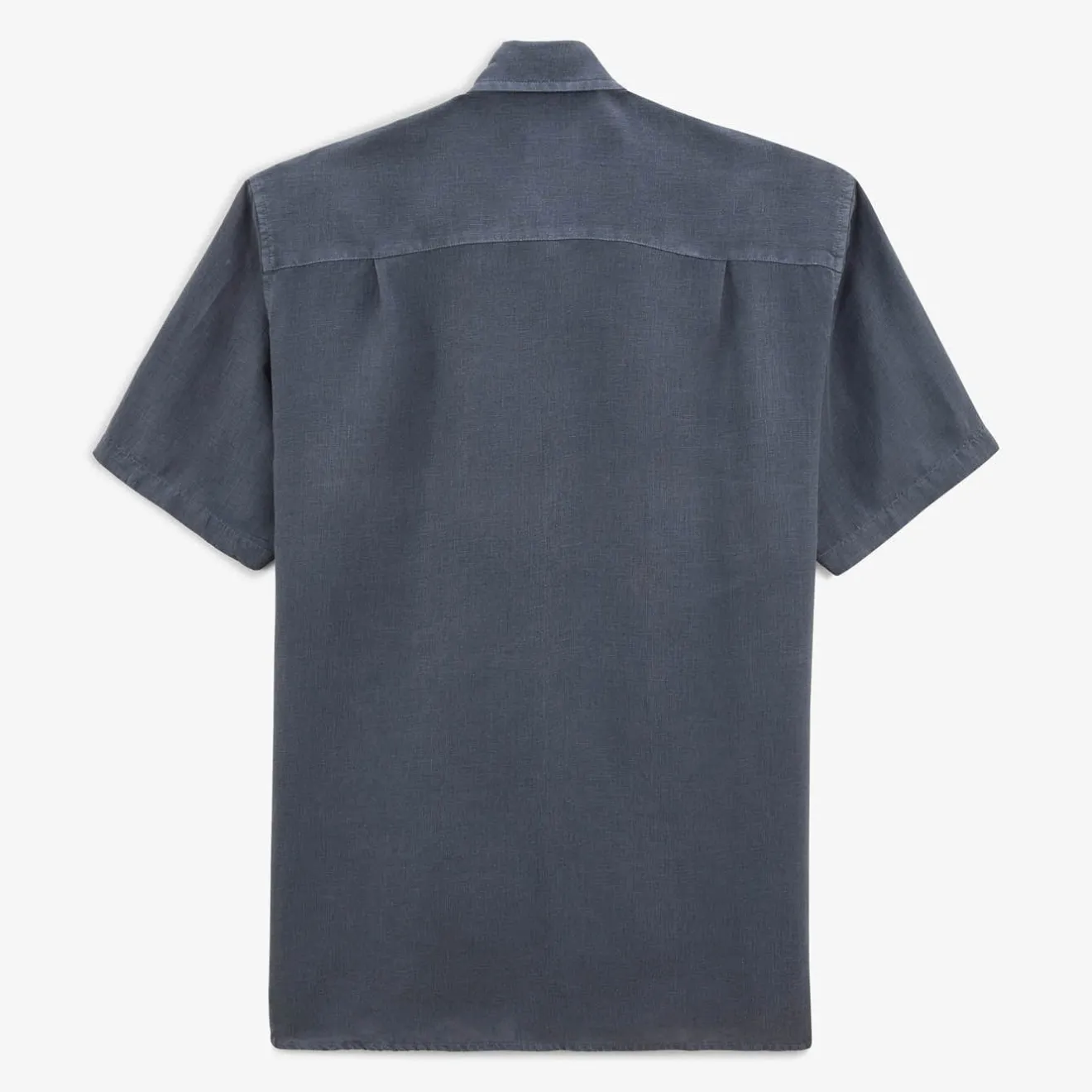 Chemises|L'élégant>SERGE BLANCO Charles short-sleeved shirt in denim blue linen NUAGE