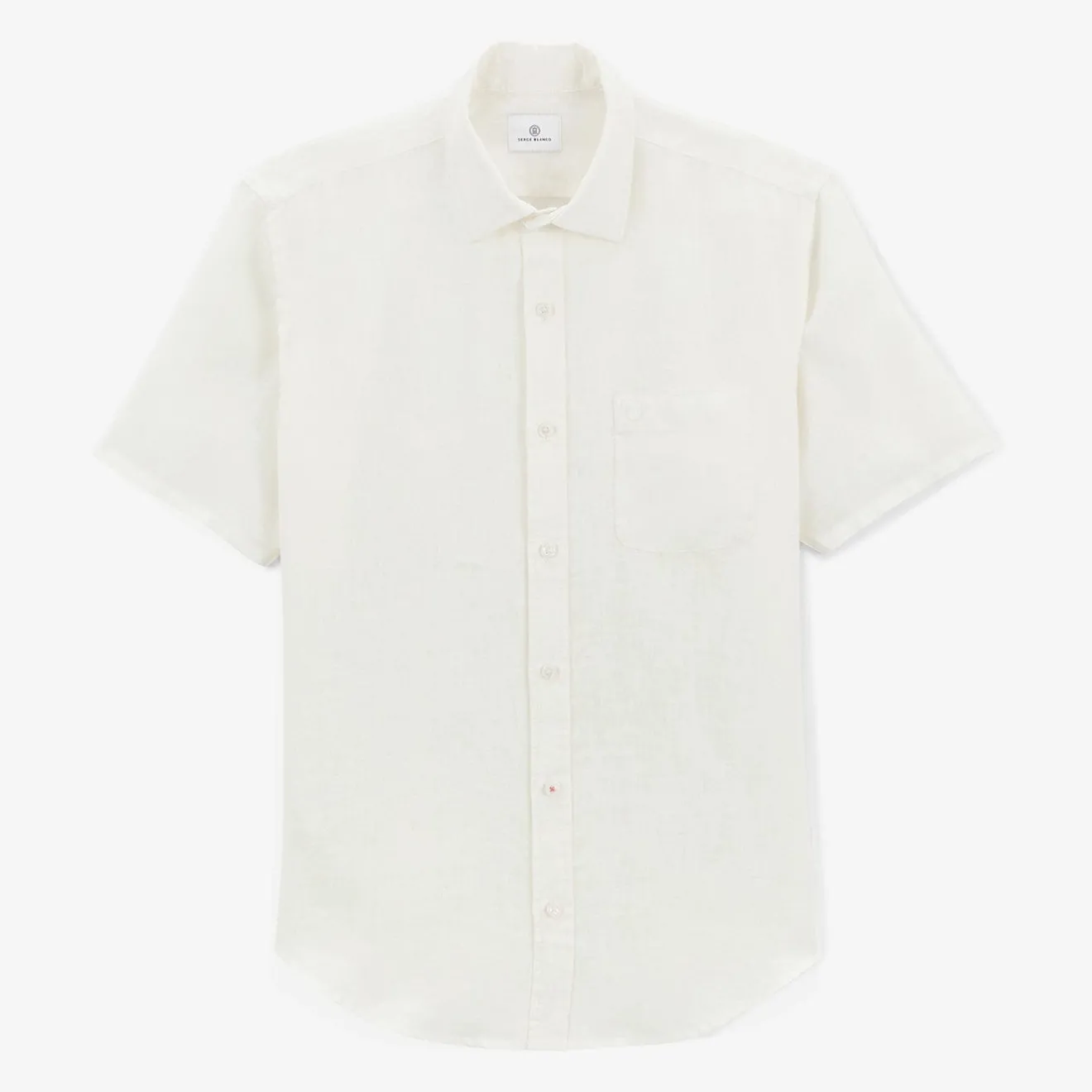 Chemises>SERGE BLANCO Charles short-sleeved white linen shirt MILITAIRE