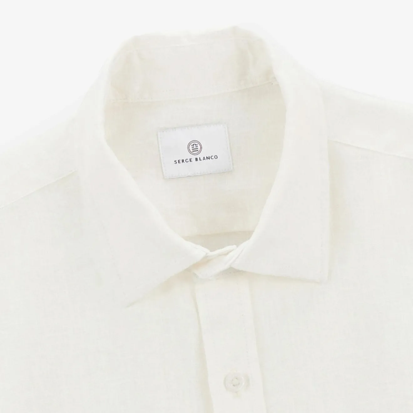 Chemises>SERGE BLANCO Charles short-sleeved white linen shirt MILITAIRE