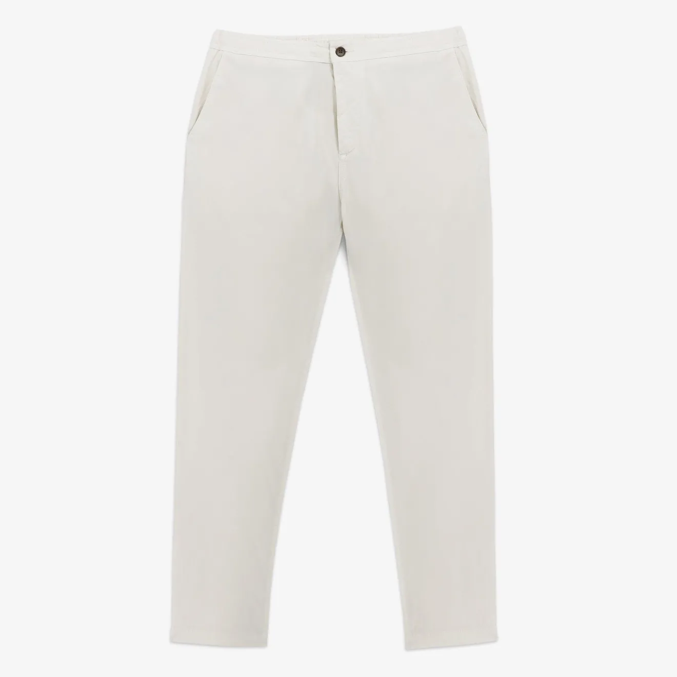 Ligne Play|Pantalons>SERGE BLANCO Chino 743 parachute canvas elasticated waist white latte TECK