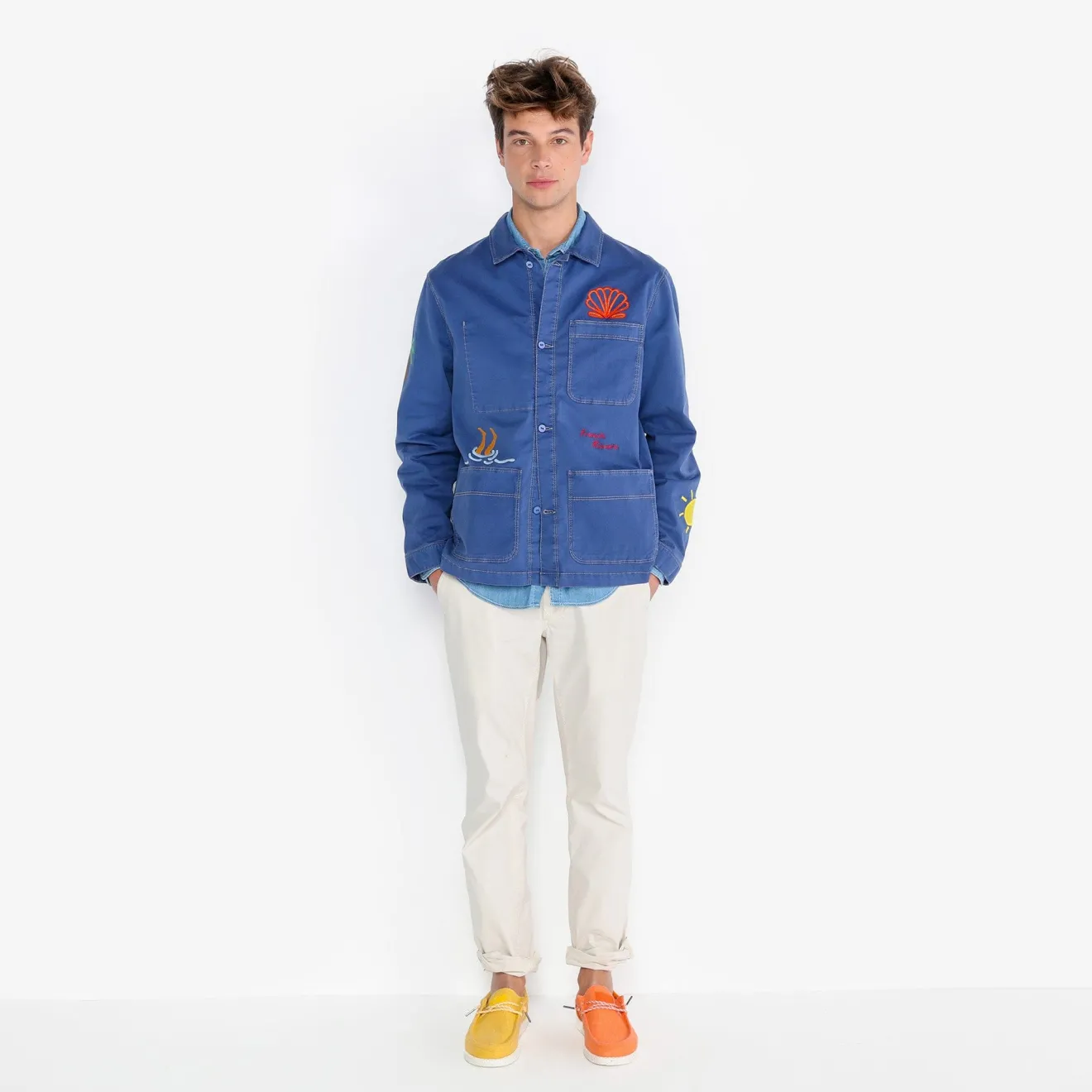 Ligne Play|Pantalons>SERGE BLANCO Chino 743 parachute canvas elasticated waist white latte TECK
