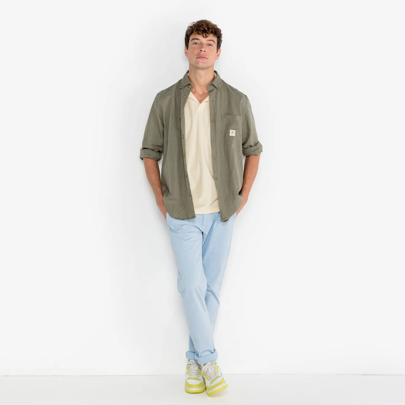 Pantalons|L'audacieux>SERGE BLANCO Chino 702 straight cut sky blue MILITARY