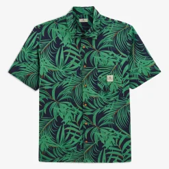 Ligne Play|Chemises>SERGE BLANCO Clovis shirt with mint green foliage pattern ANTHRACITE