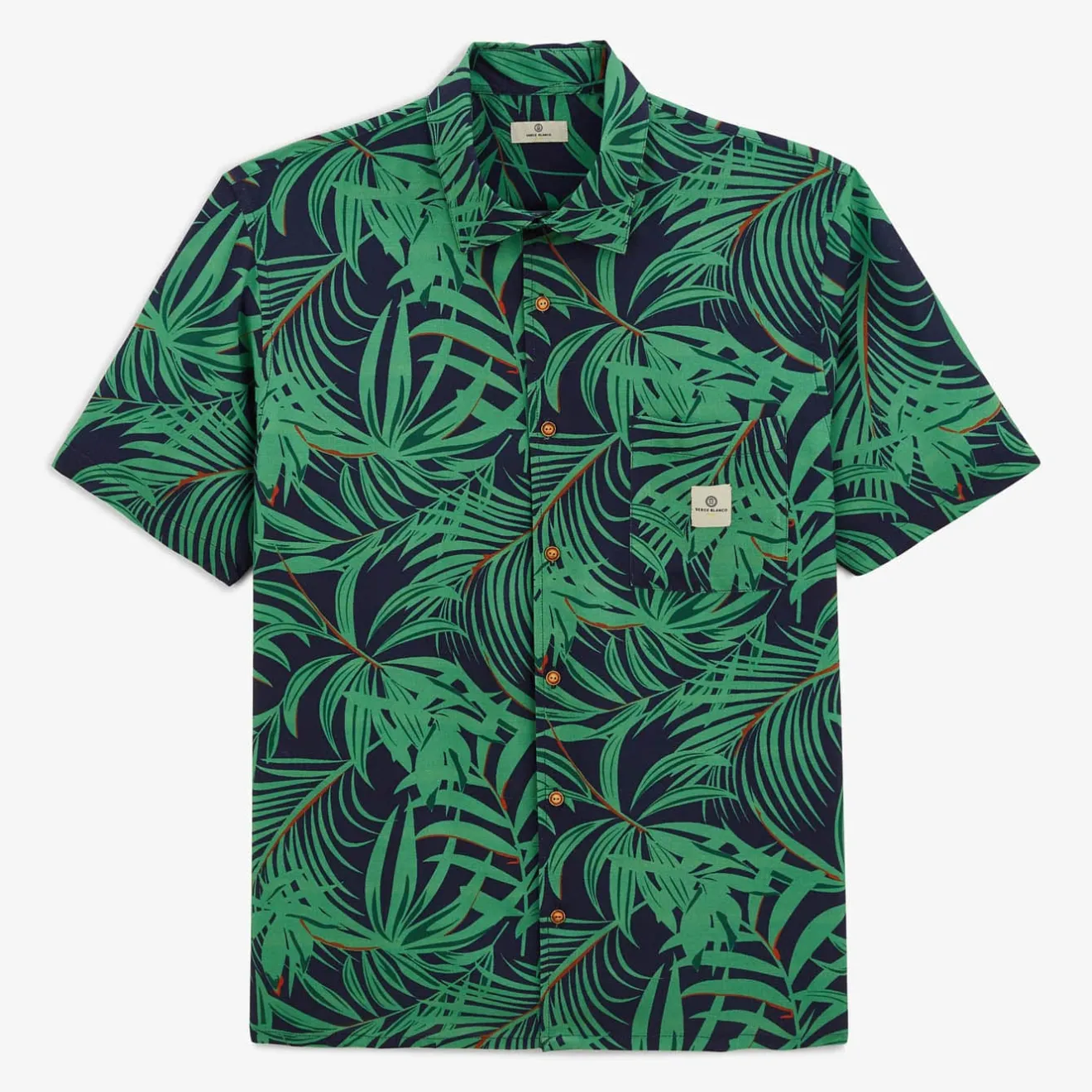 Ligne Play|Chemises>SERGE BLANCO Clovis shirt with mint green foliage pattern ANTHRACITE