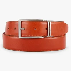 Ceintures>SERGE BLANCO Cognac brown reversible leather belt MARRON