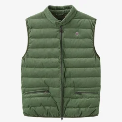 Doudounes>SERGE BLANCO Damiano sleeveless men's down jacket in army-colored velvet | FAUVE