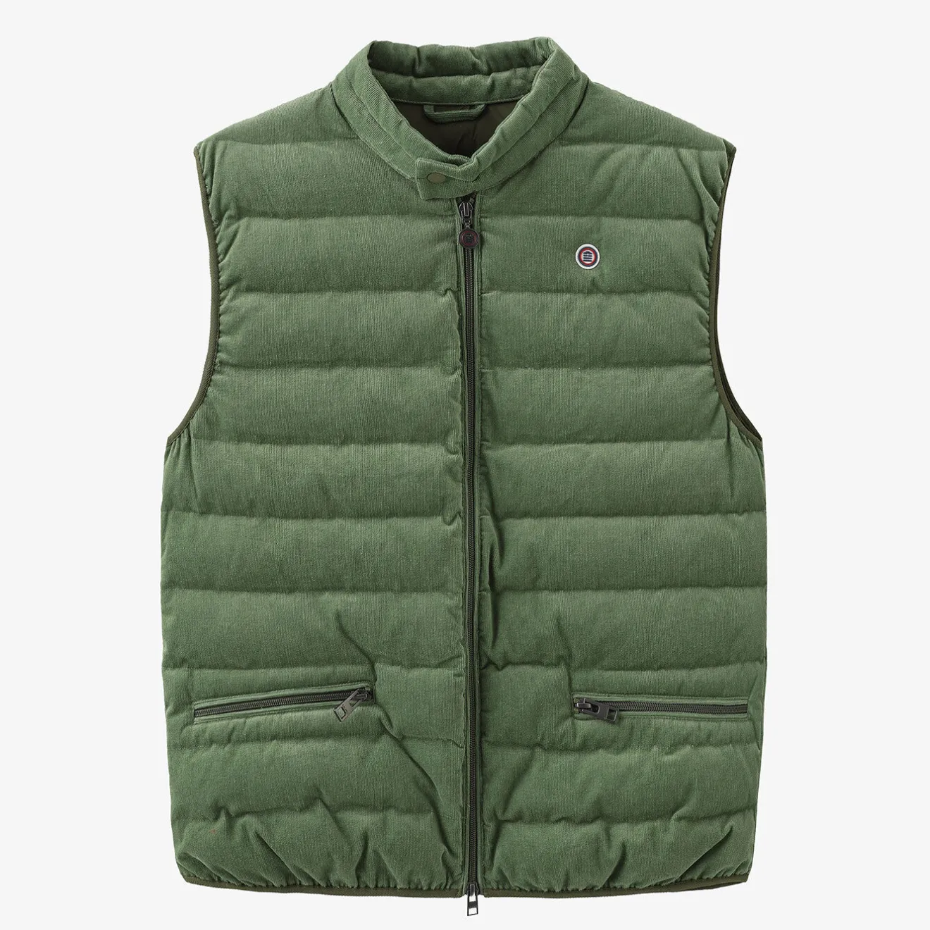 Doudounes>SERGE BLANCO Damiano sleeveless men's down jacket in army-colored velvet | FAUVE