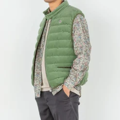 Doudounes>SERGE BLANCO Damiano sleeveless men's down jacket in army-colored velvet | FAUVE