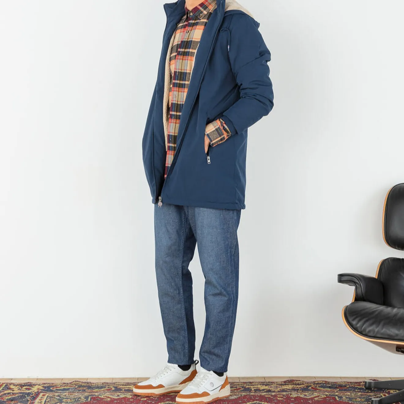 Manteaux Et Vestes>SERGE BLANCO Dark blue Cap Finistère long parka KAKI CLAIR