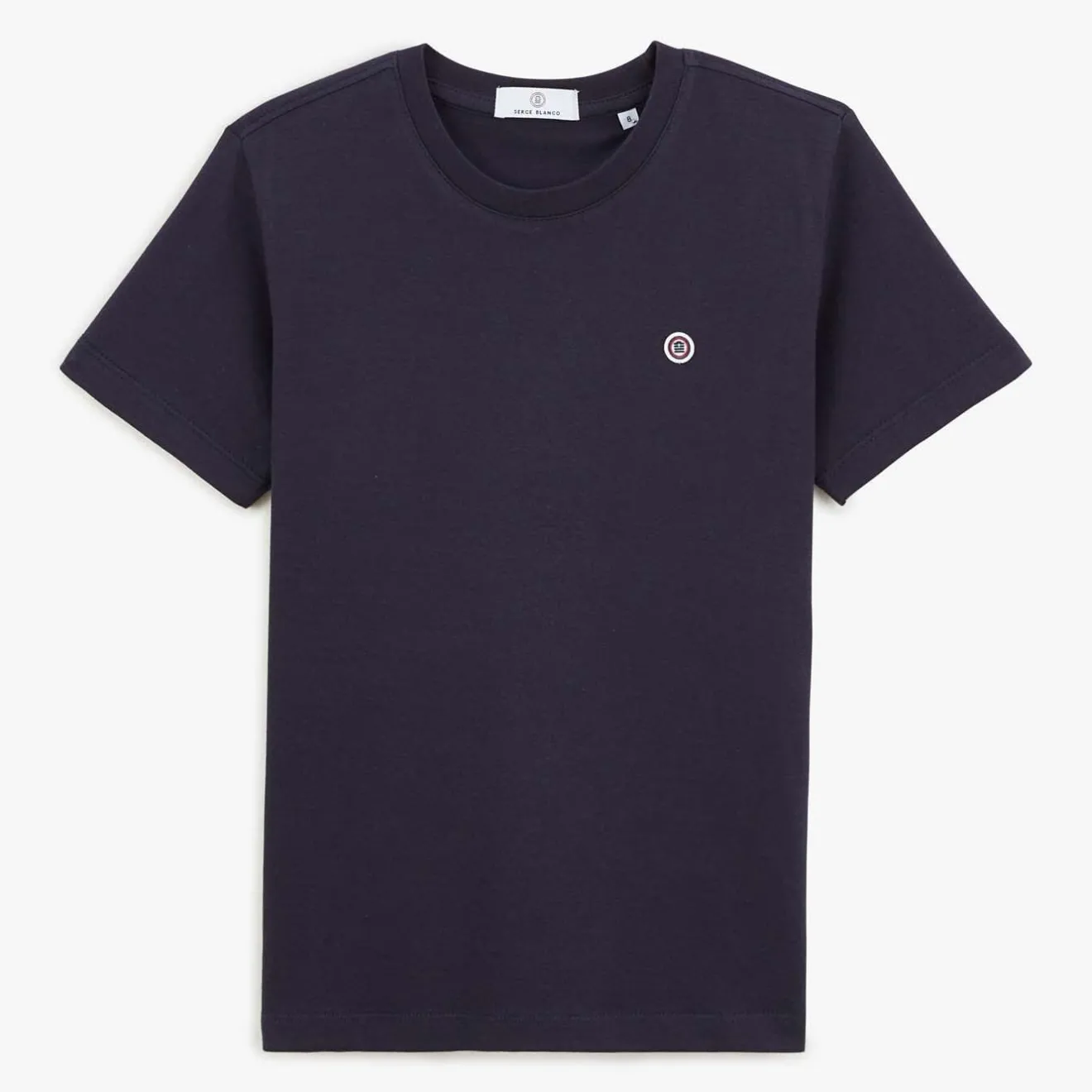 T-shirts>SERGE BLANCO Dark Blue Cotton Crew Neck T-Shirt for Boys | BLANC