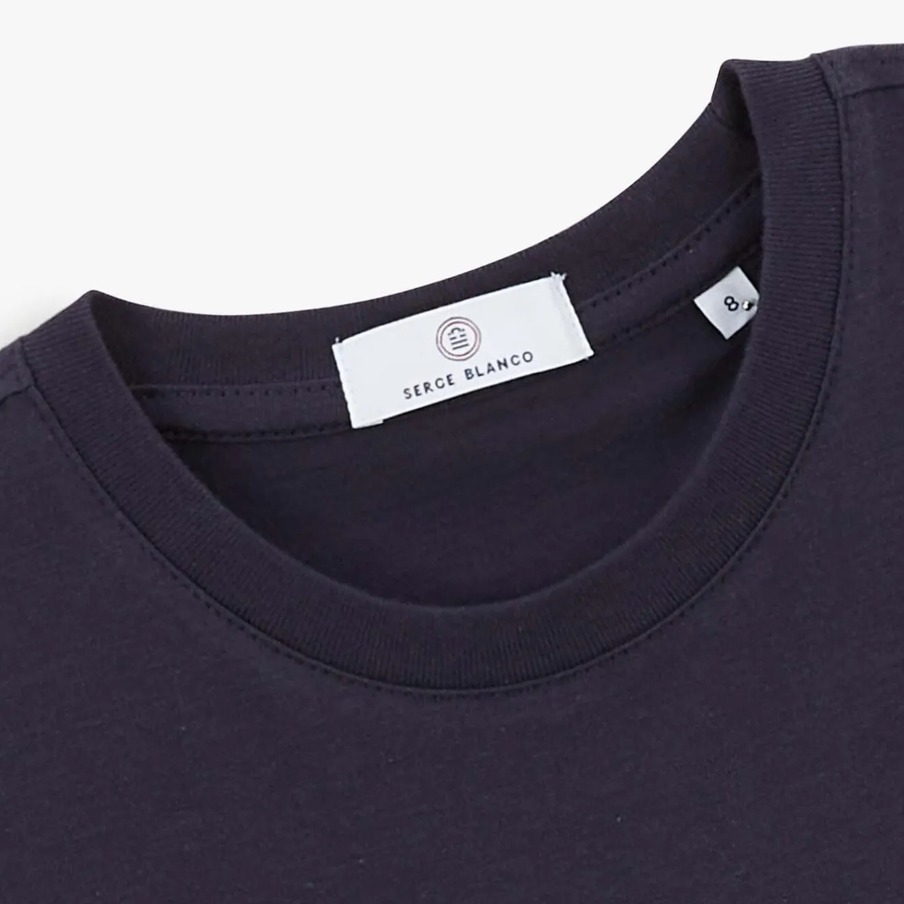 T-shirts>SERGE BLANCO Dark Blue Cotton Crew Neck T-Shirt for Boys | BLANC