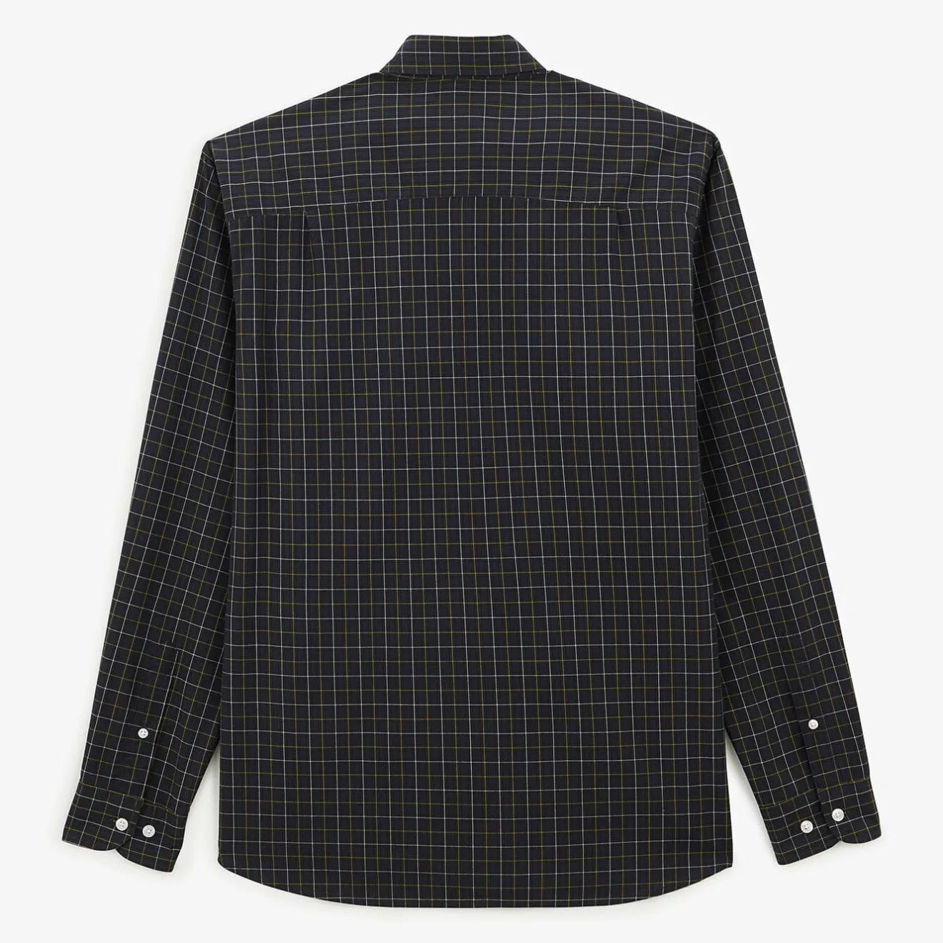 Chemises>SERGE BLANCO Dark blue long sleeve shirt in checked fabric JAUNE