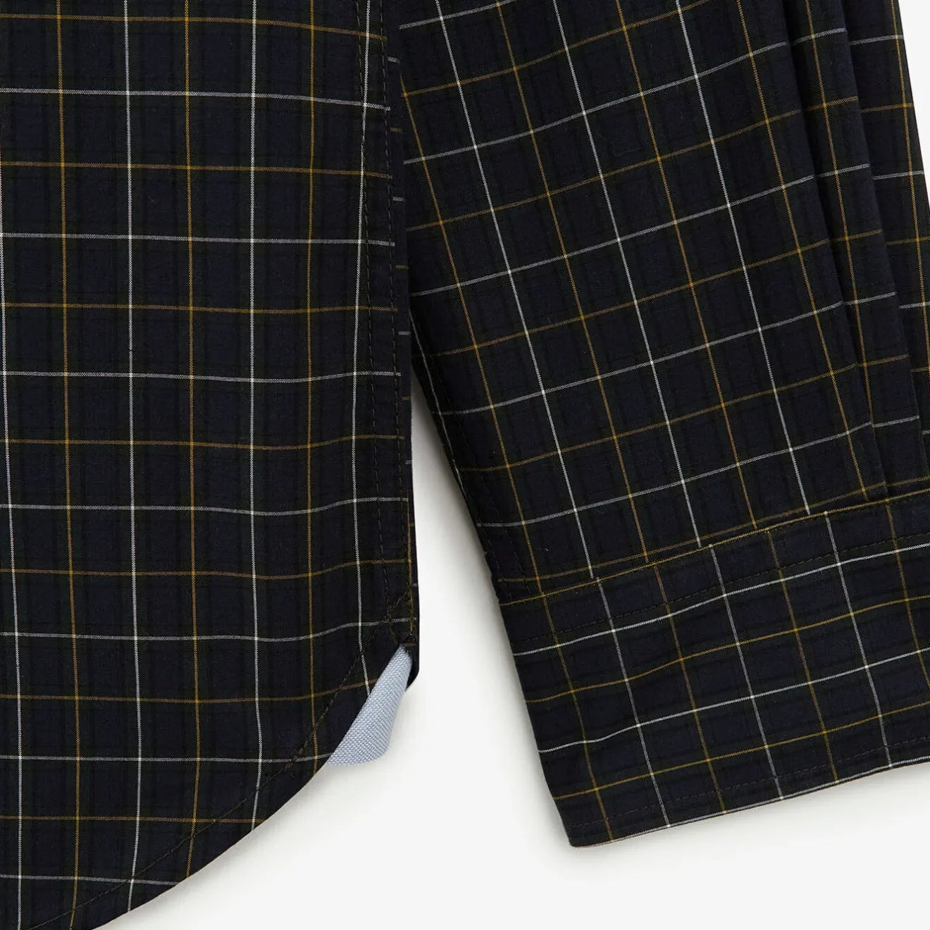 Chemises>SERGE BLANCO Dark blue long sleeve shirt in checked fabric JAUNE