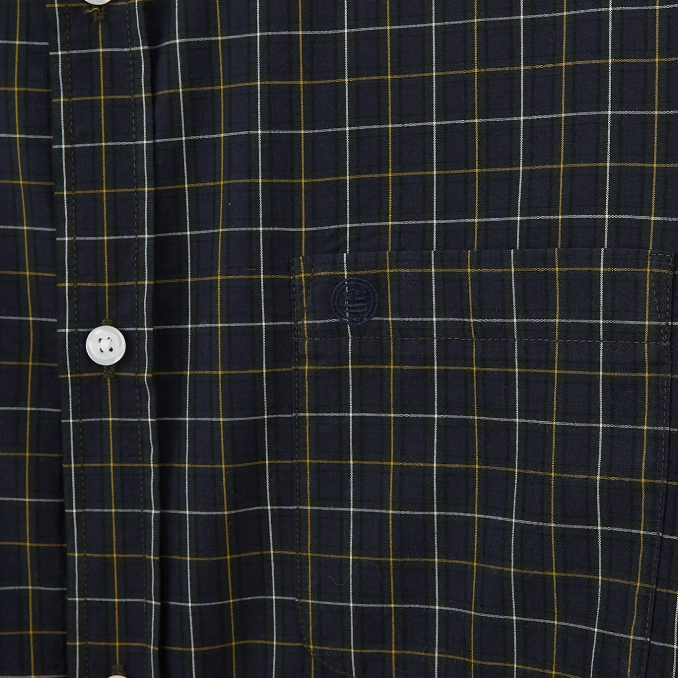 Chemises>SERGE BLANCO Dark blue long sleeve shirt in checked fabric JAUNE