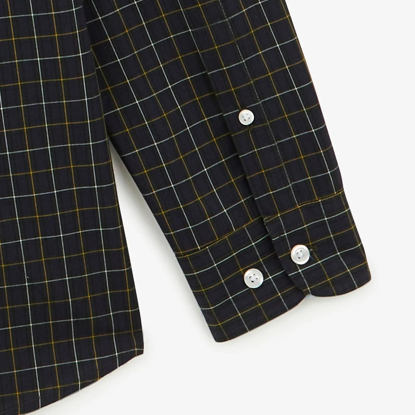 Chemises>SERGE BLANCO Dark blue long sleeve shirt in checked fabric JAUNE