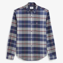 Chemises>SERGE BLANCO Dark blue plaid shirt BLEU INDIGO