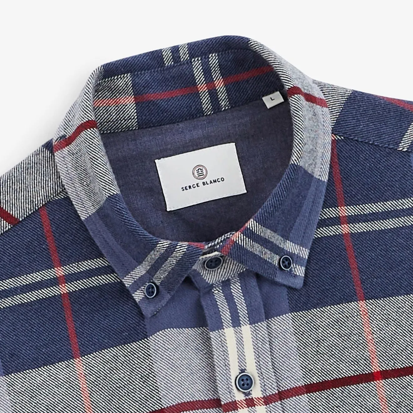 Chemises>SERGE BLANCO Dark blue plaid shirt BLEU INDIGO