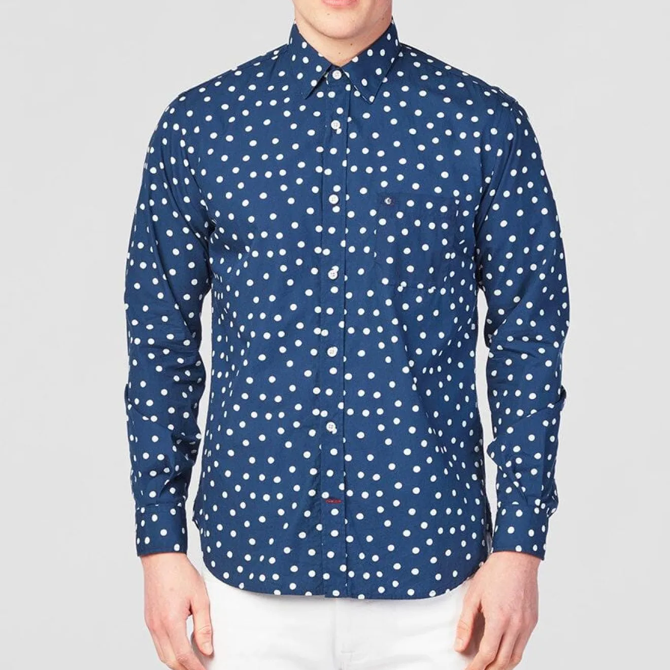 Chemises>SERGE BLANCO Dark blue polka dot long sleeve shirt ROSE