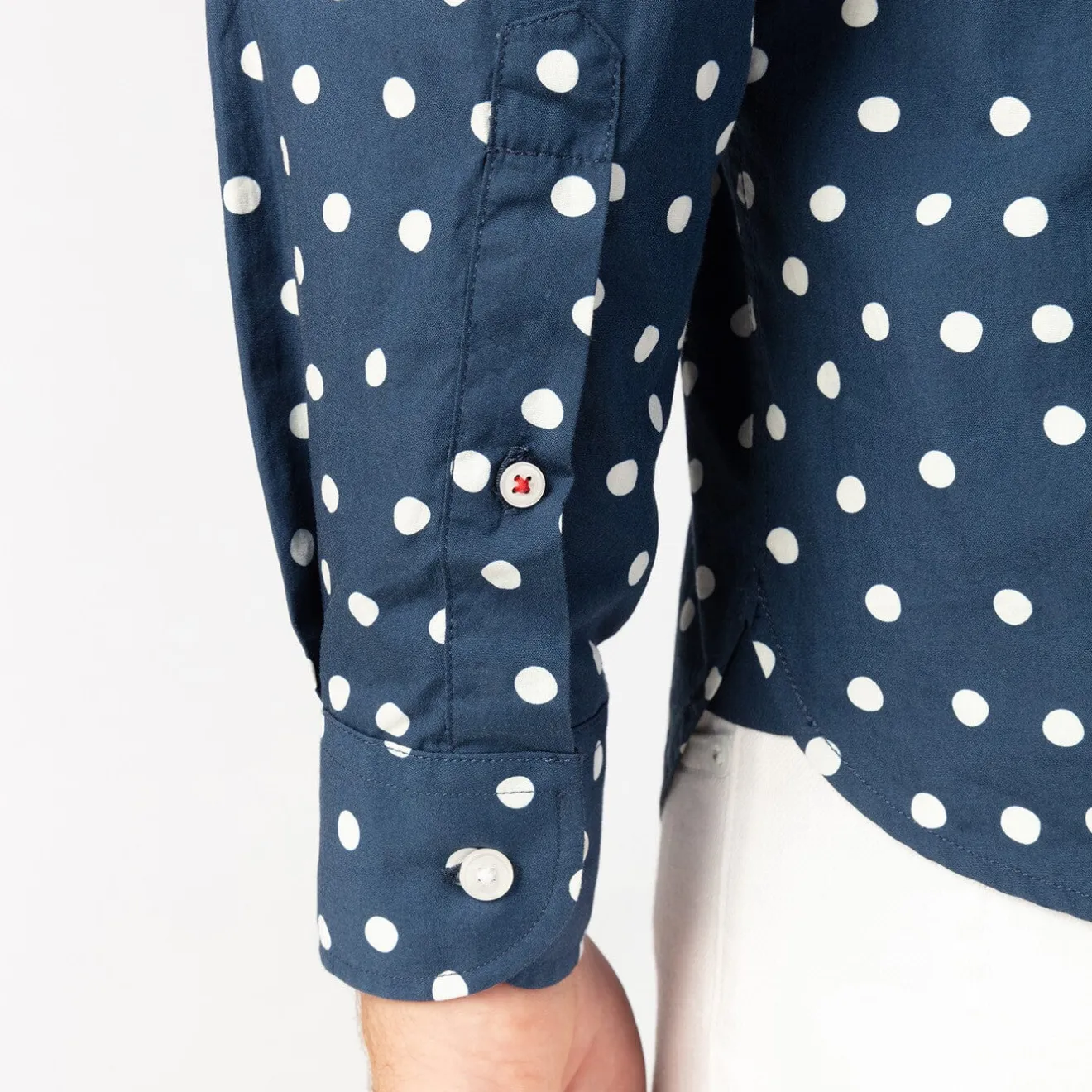 Chemises>SERGE BLANCO Dark blue polka dot long sleeve shirt ROSE