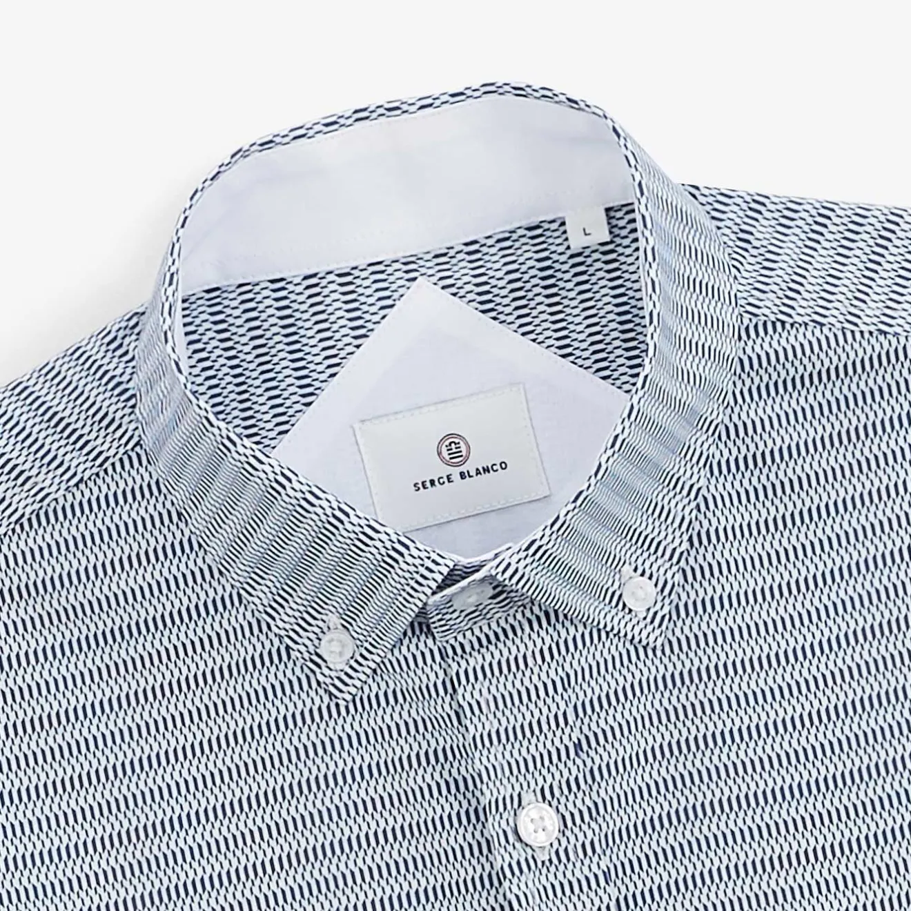 Chemises>SERGE BLANCO Dark blue printed shirt ROUGE