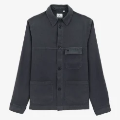 Manteaux Et Vestes>SERGE BLANCO Dark blue Wilfried jacket in linen and cotton ABRICOT