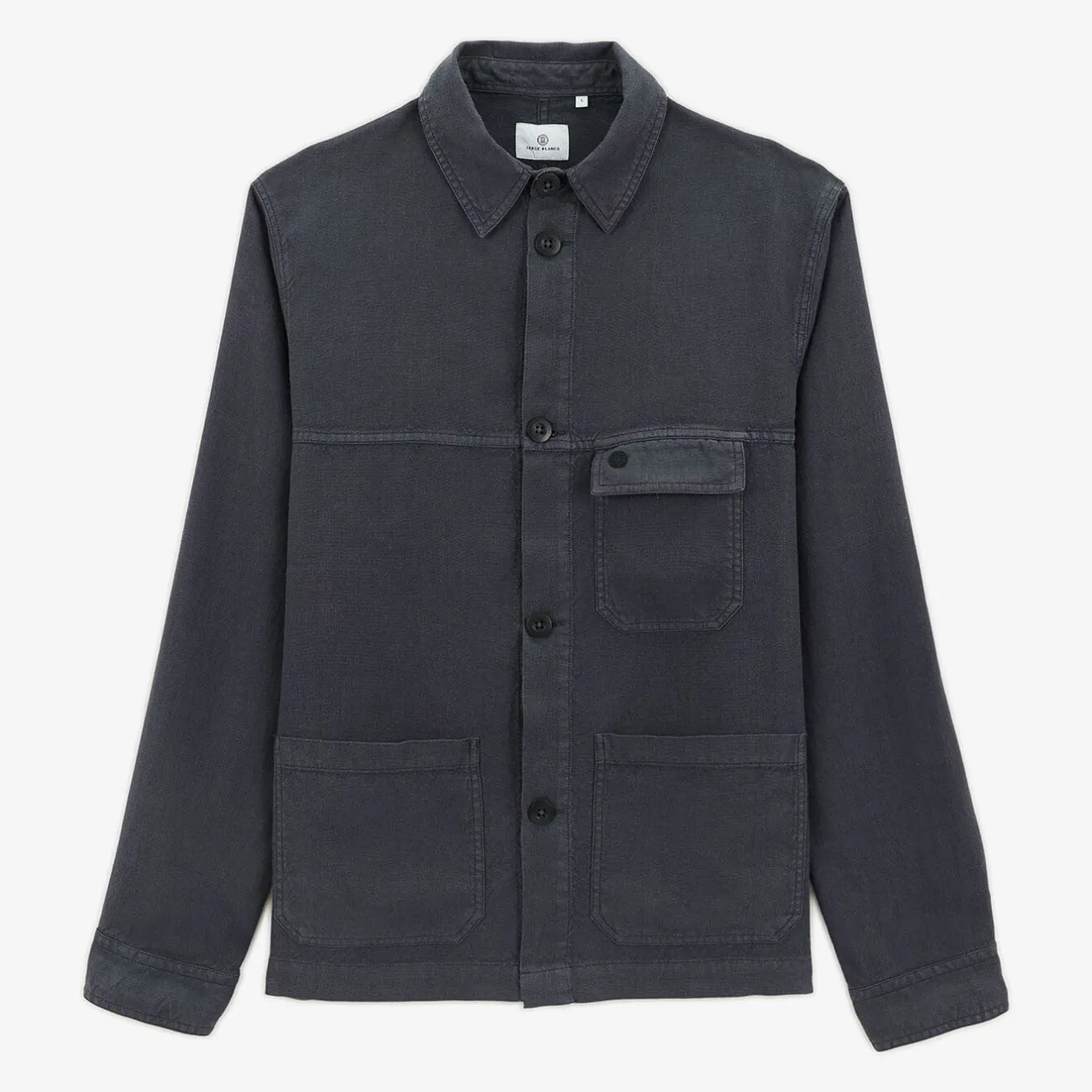 Manteaux Et Vestes>SERGE BLANCO Dark blue Wilfried jacket in linen and cotton ABRICOT
