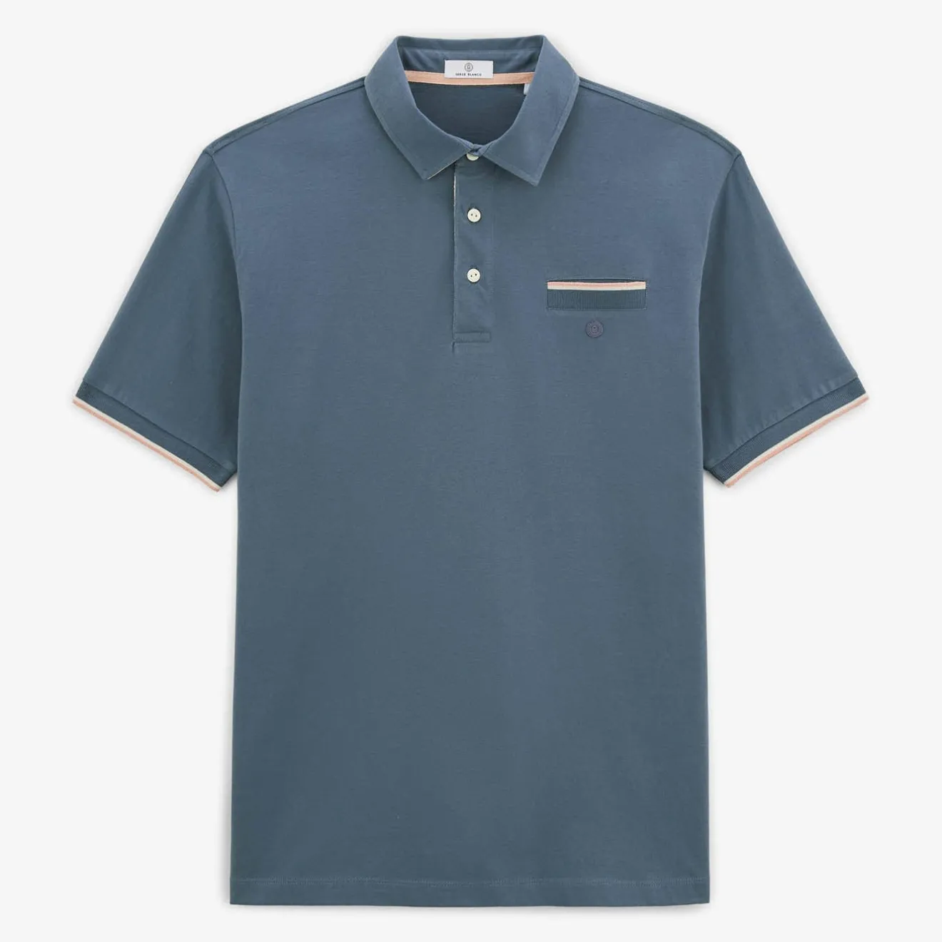 Maillots De Rugby|Polos>SERGE BLANCO Denim blue Wolf short-sleeved rugby jersey BLANC
