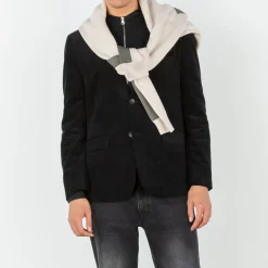 Blazers>SERGE BLANCO Henri black velvet blazer jacket NUAGE