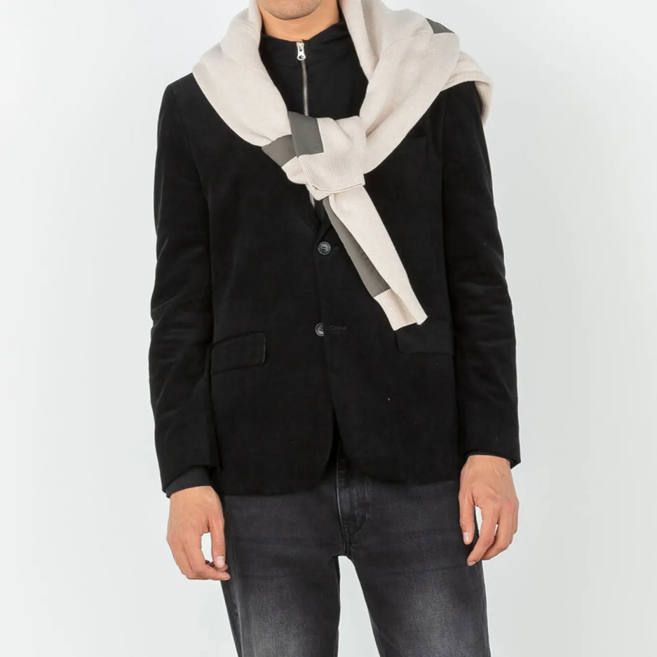 Blazers>SERGE BLANCO Henri black velvet blazer jacket NUAGE