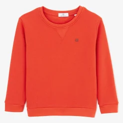 Vêtements>SERGE BLANCO Junior Brushed Fleece Crewneck Sweatshirt in Copper Orange OLIVE