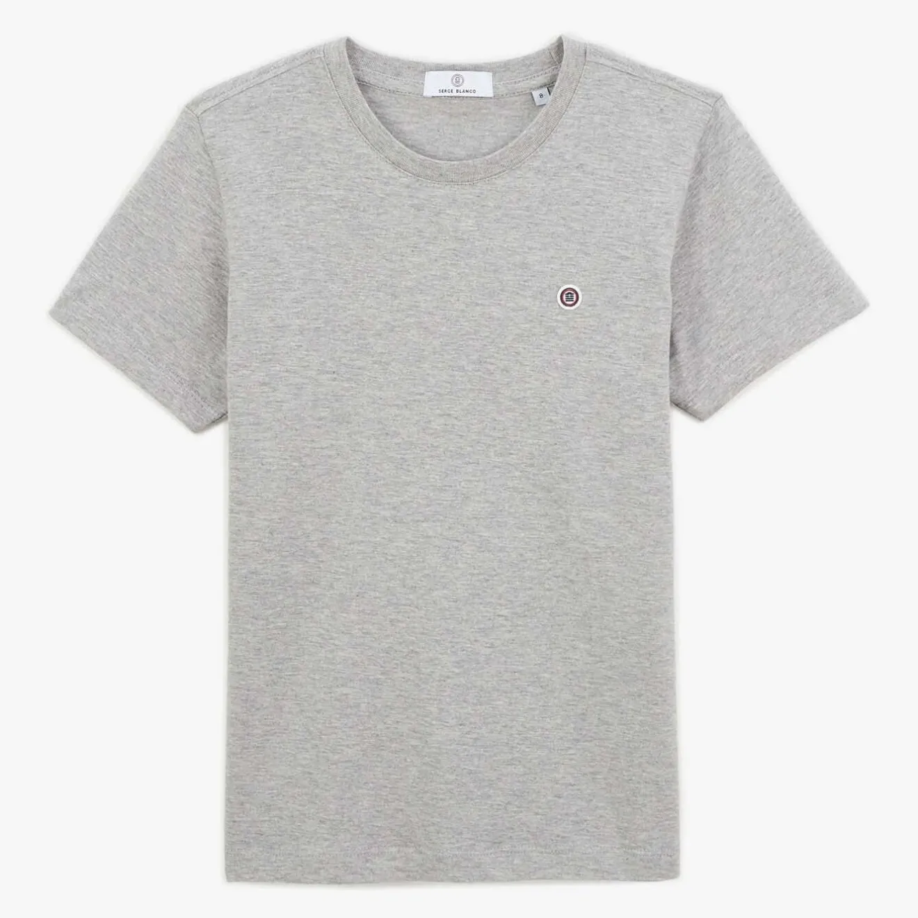T-shirts>SERGE BLANCO Junior crew neck T-shirt in heather gray cotton dark navy