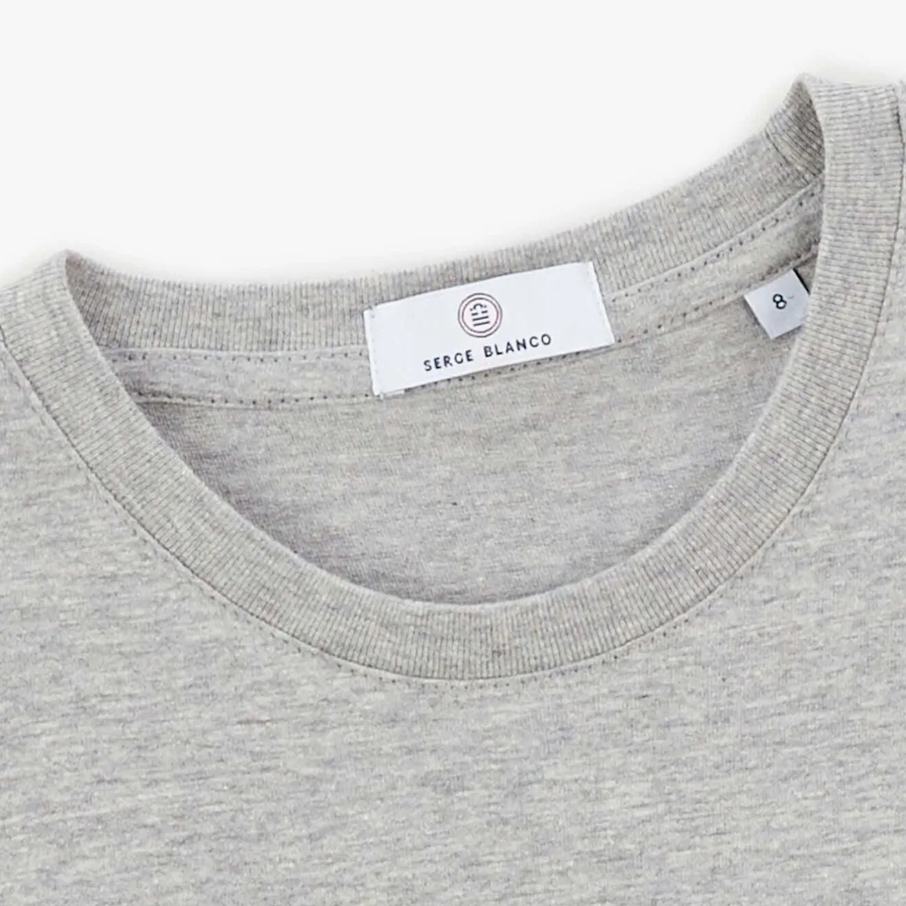 T-shirts>SERGE BLANCO Junior crew neck T-shirt in heather gray cotton dark navy