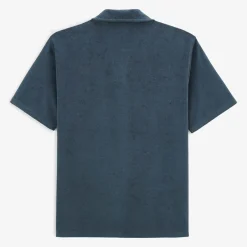 Polos>SERGE BLANCO Lane dark navy short-sleeved terry polo shirt TILLEUL