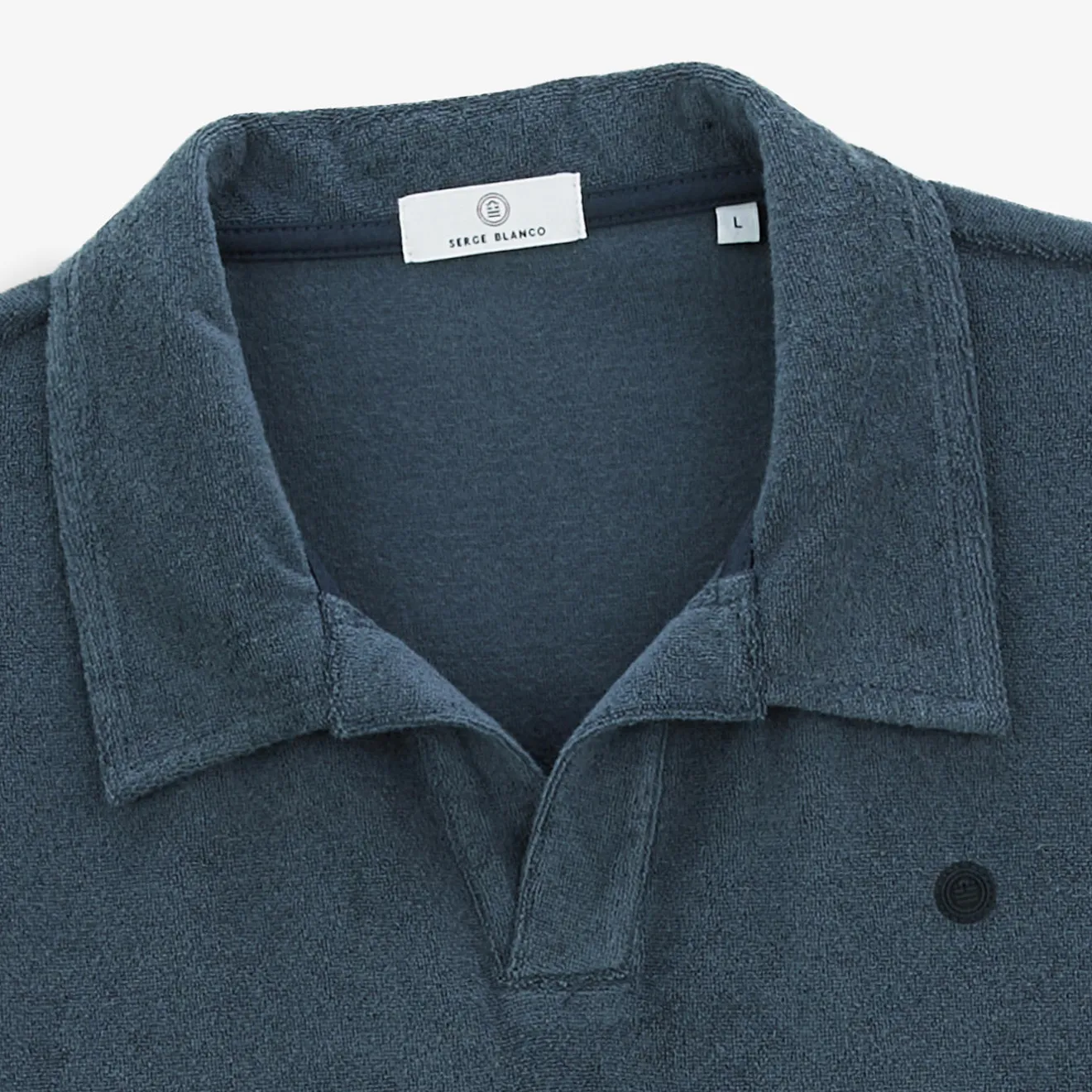 Polos>SERGE BLANCO Lane dark navy short-sleeved terry polo shirt TILLEUL