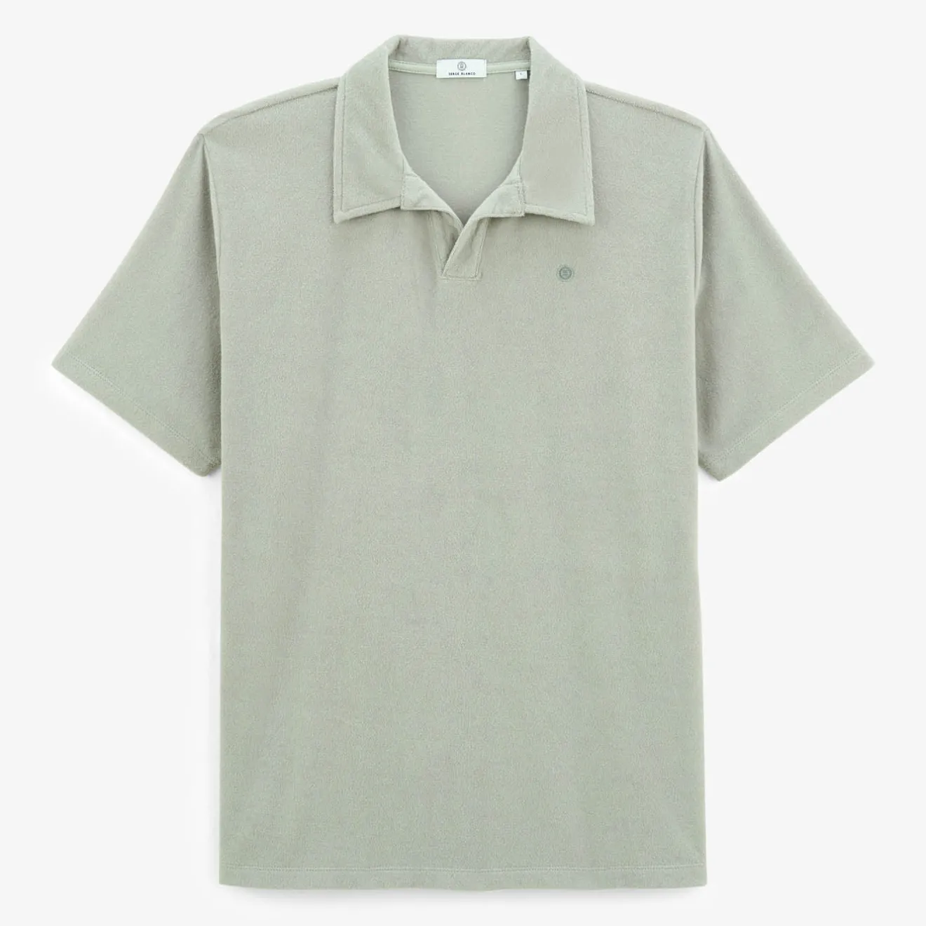 Polos>SERGE BLANCO Lane slate gray short-sleeved terry polo shirt BLANC