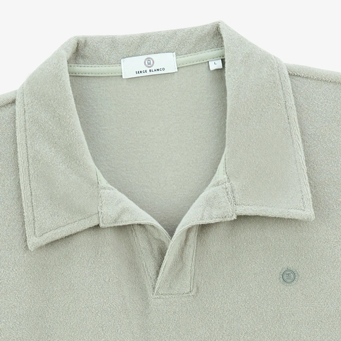 Polos>SERGE BLANCO Lane slate gray short-sleeved terry polo shirt BLANC