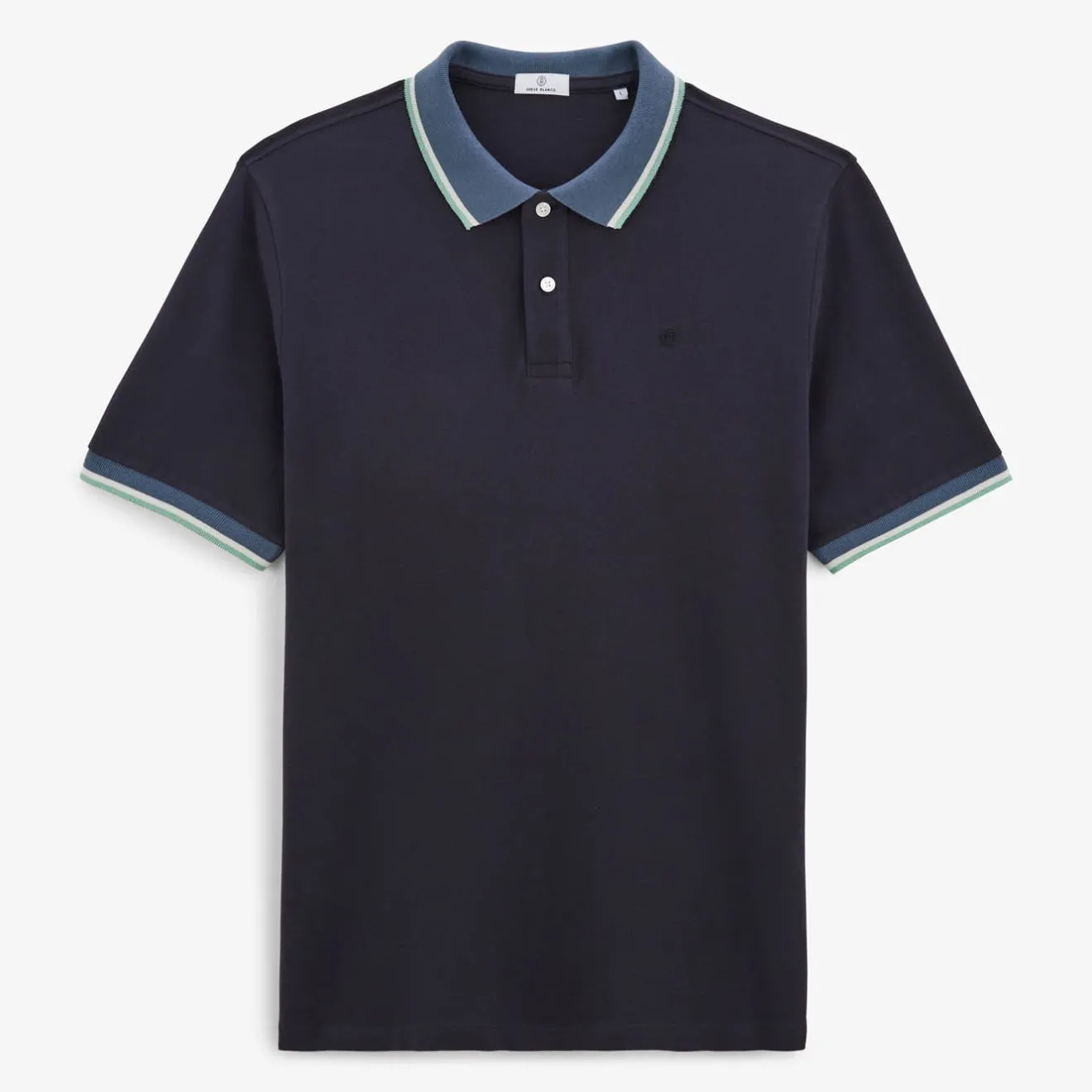 Polos>SERGE BLANCO Laos dark navy short-sleeved pique polo shirt AMANDE