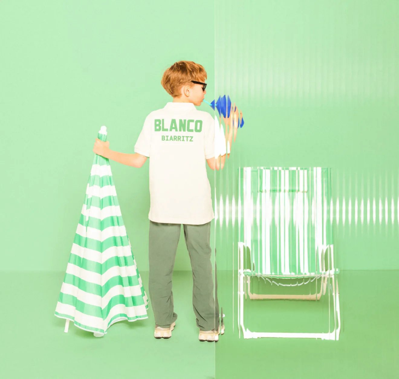 Polos|Tel Père, Tel Fils>SERGE BLANCO Laxton junior pique polo shirt, latte white dark navy
