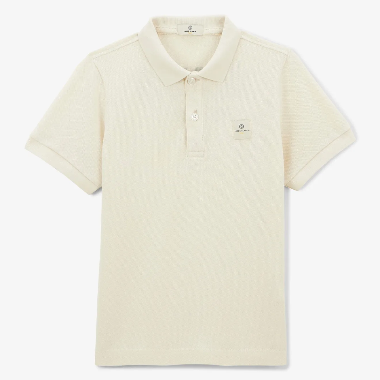 Polos|Tel Père, Tel Fils>SERGE BLANCO Laxton junior pique polo shirt, latte white dark navy