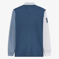 Maillots De Rugby|Polos>SERGE BLANCO Levi long sleeve rugby jersey colorblock denim blue AMANDE