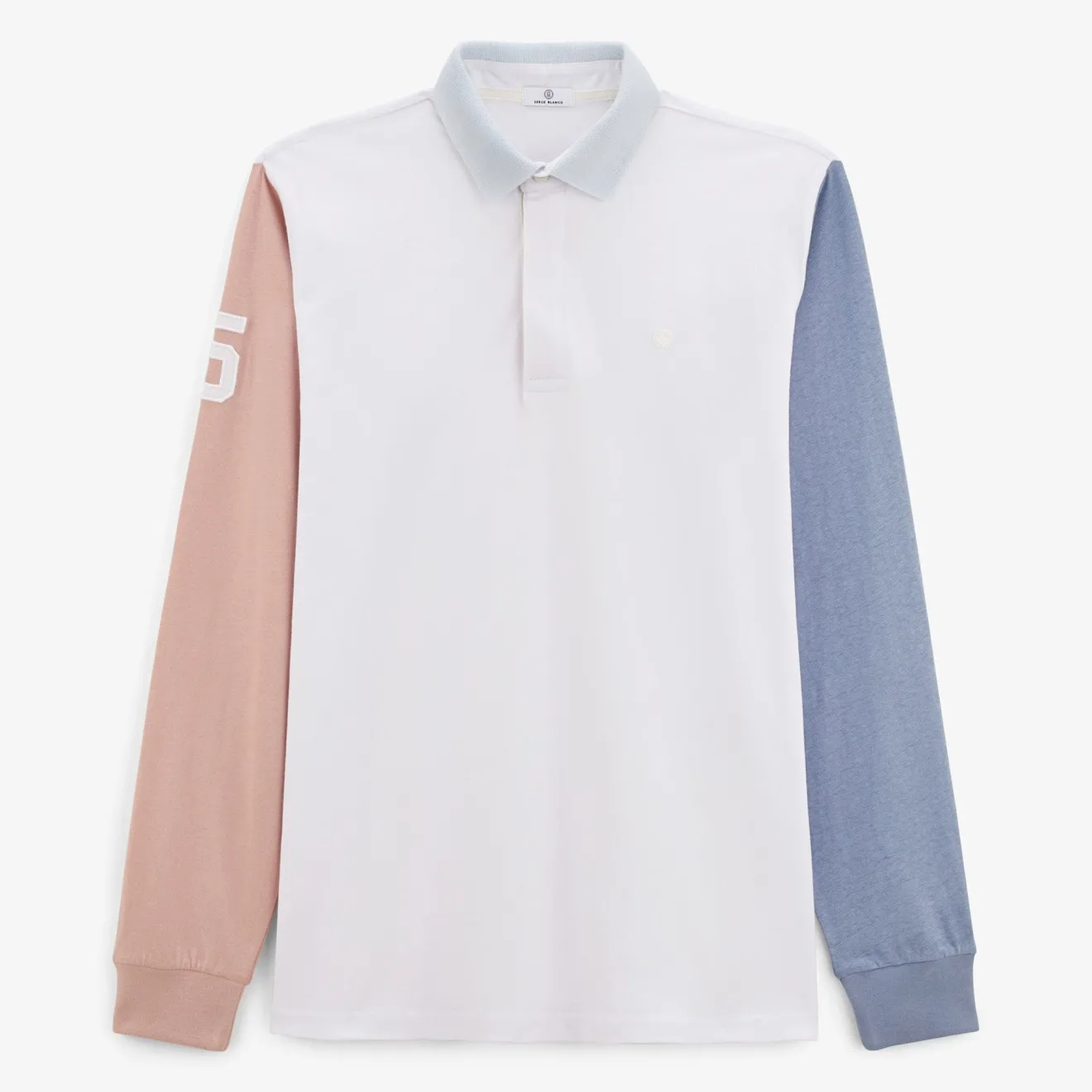 Polos|Tel Père, Tel Fils>SERGE BLANCO Levi long-sleeved rugby jersey colorblock junior white BLANC