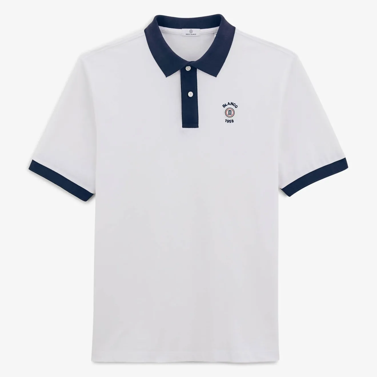 Polos>SERGE BLANCO Loan men's white cotton pique polo shirt BLANC