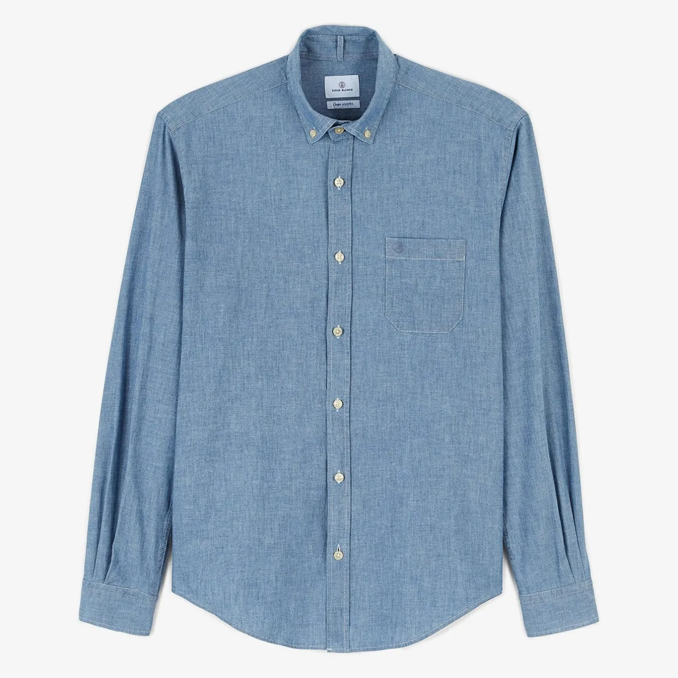 Chemises>SERGE BLANCO Long sleeve chambray shirt BLEU