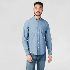 Chemises>SERGE BLANCO Long sleeve chambray shirt BLEU