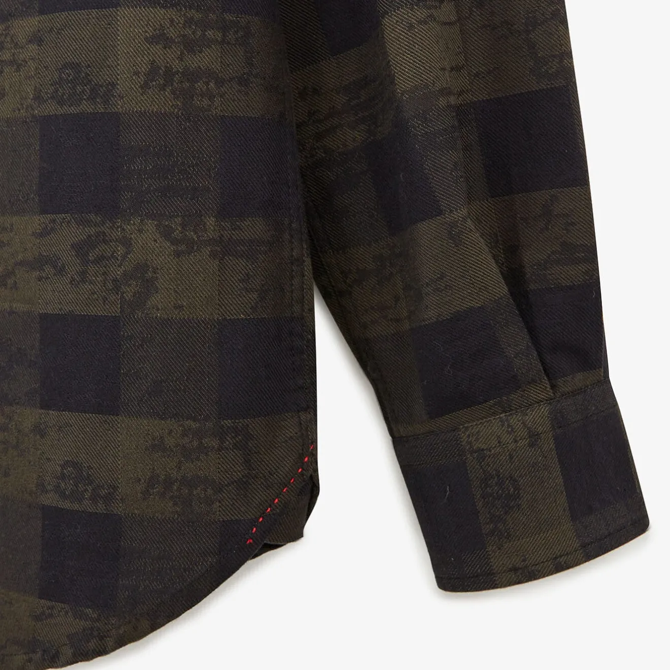 Chemises>SERGE BLANCO Long Sleeve Cotton Military Plaid Shirt ROUGE