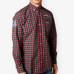 Chemises>SERGE BLANCO Long sleeve plaid shirt CURRY