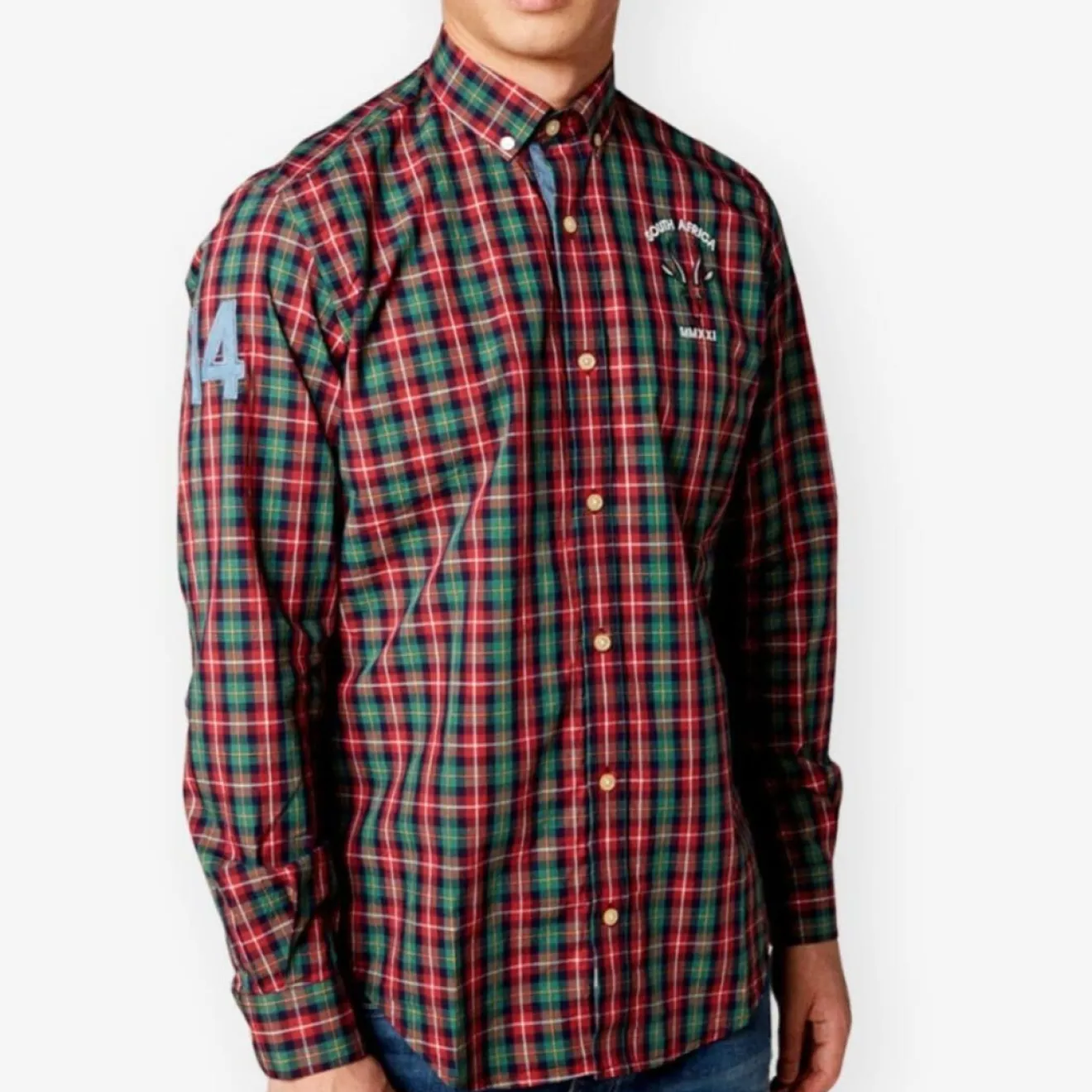 Chemises>SERGE BLANCO Long sleeve plaid shirt CURRY