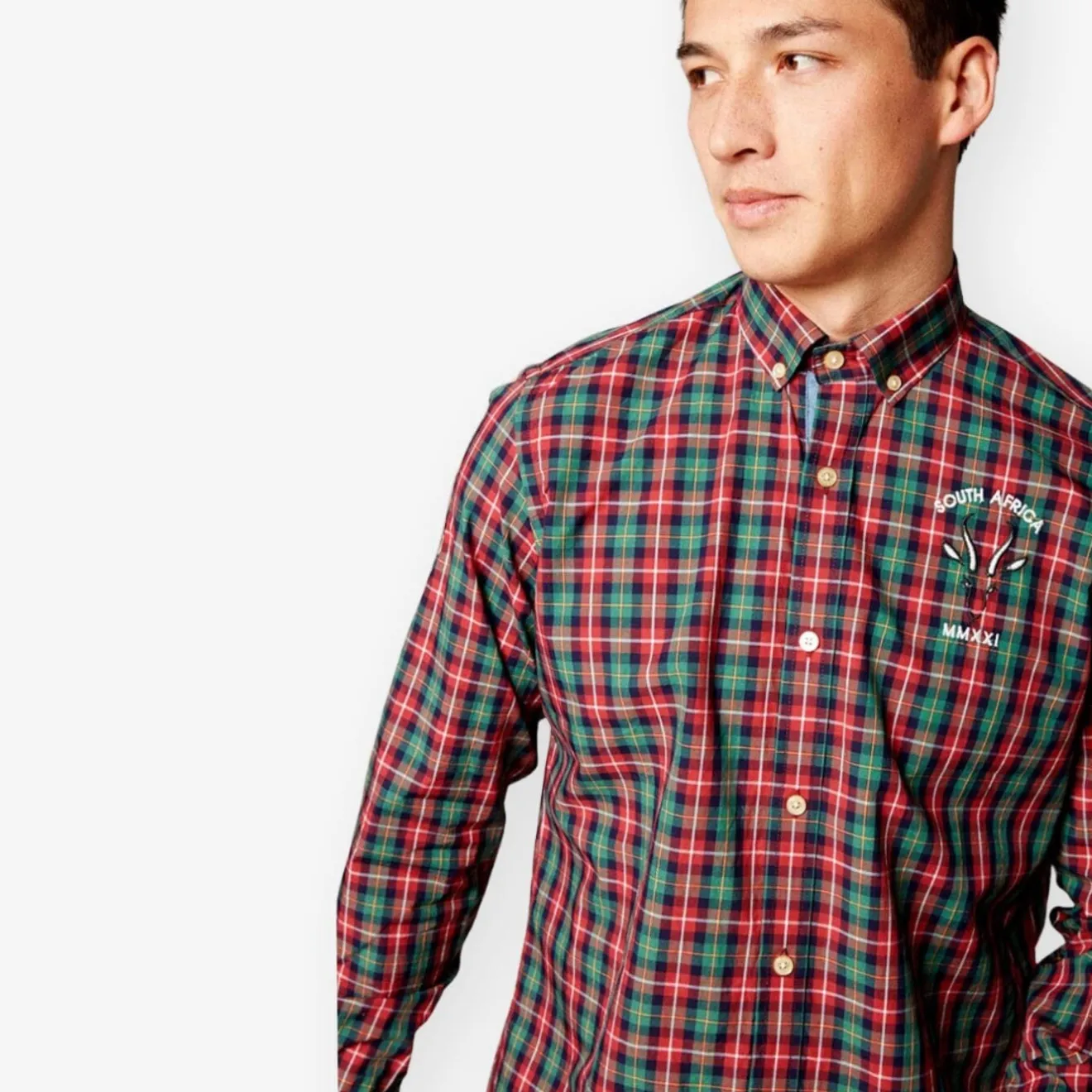Chemises>SERGE BLANCO Long sleeve plaid shirt CURRY